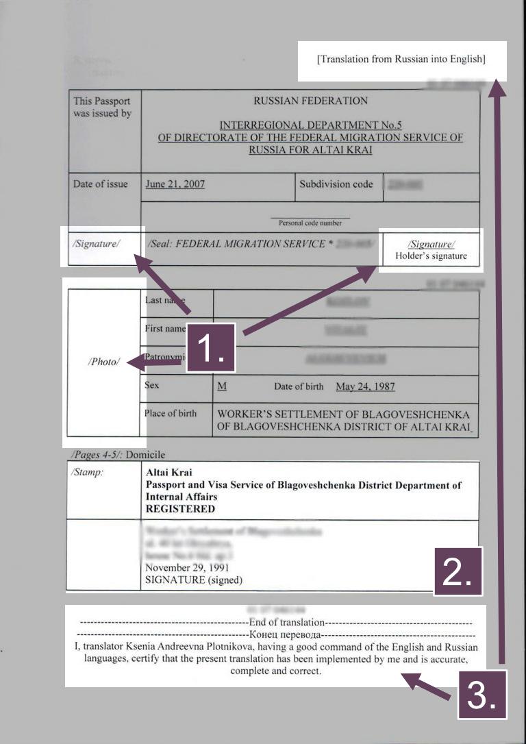 Перевод паспорта