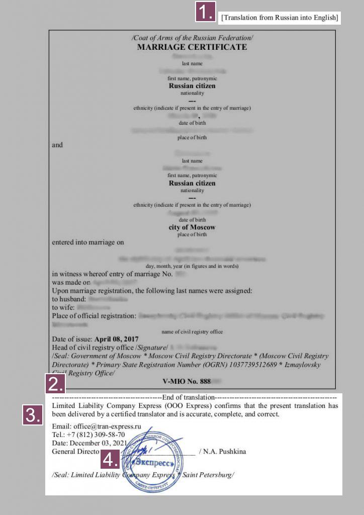 Пример оформления документа для визы с заверением печатью компании