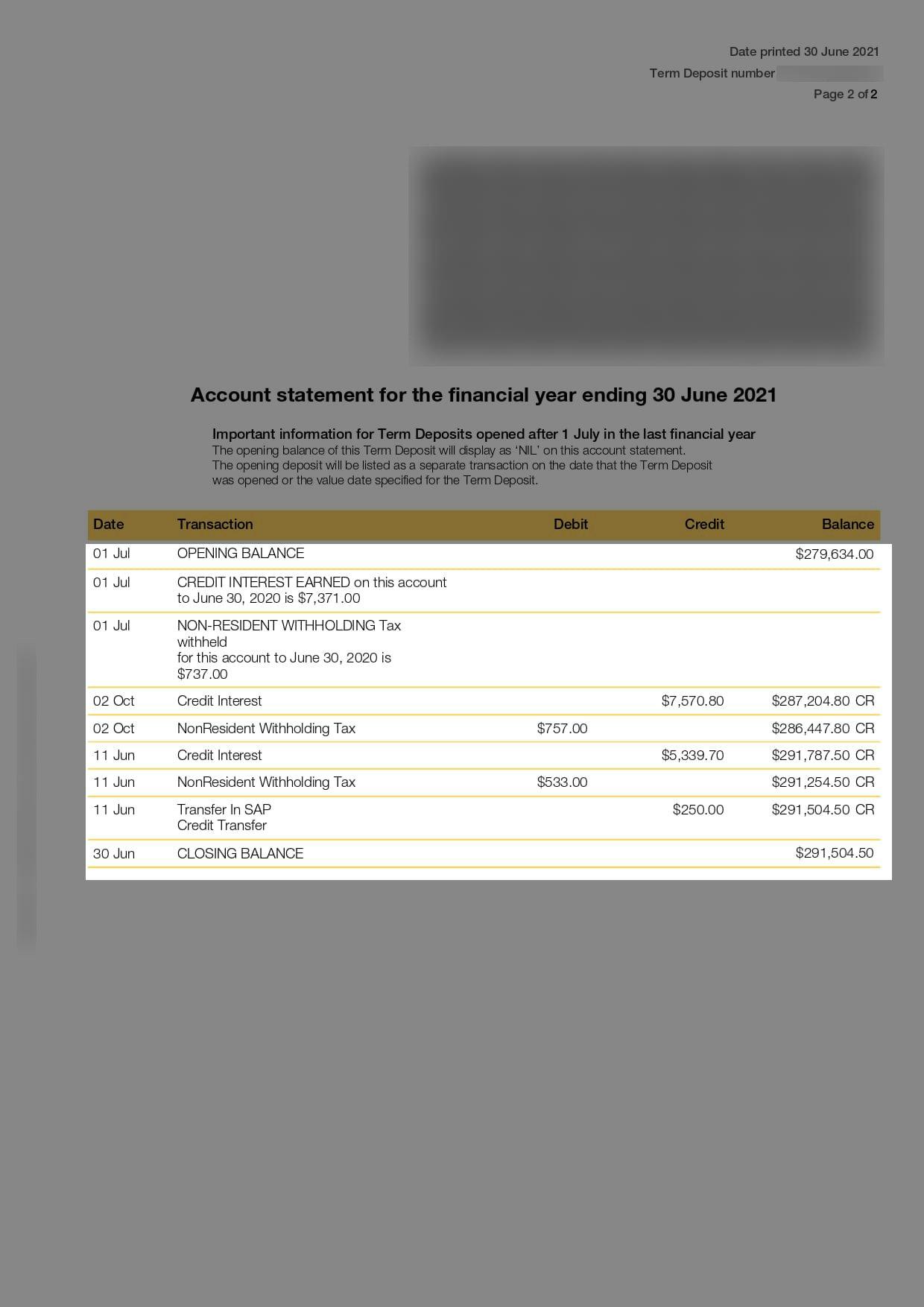 Пример точных данных в англоязычной справке из банка