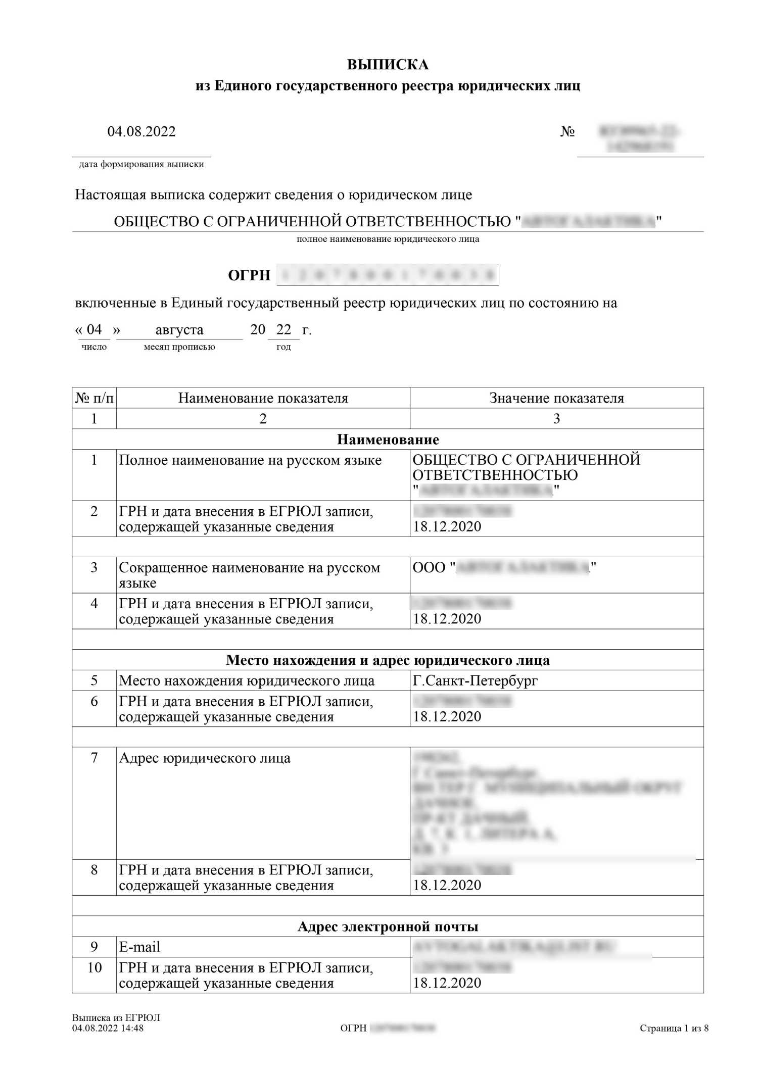 Выписка из ЕГРЮЛ исходник