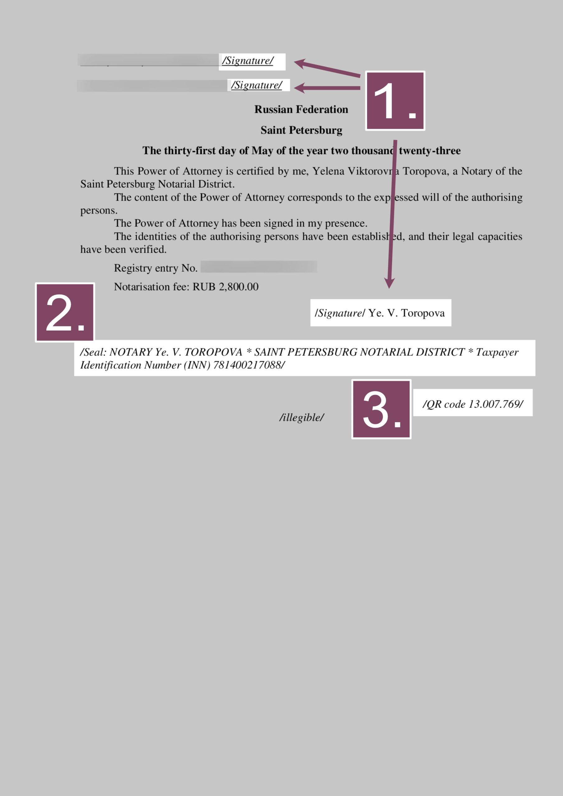 Перевод доверенности на английский